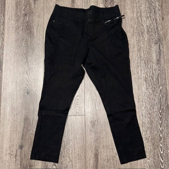 DKNY Womens Black Cropped Jeggings Pants Elastic Waist Straight Leg Size 31x25 - Picture 1 of 4